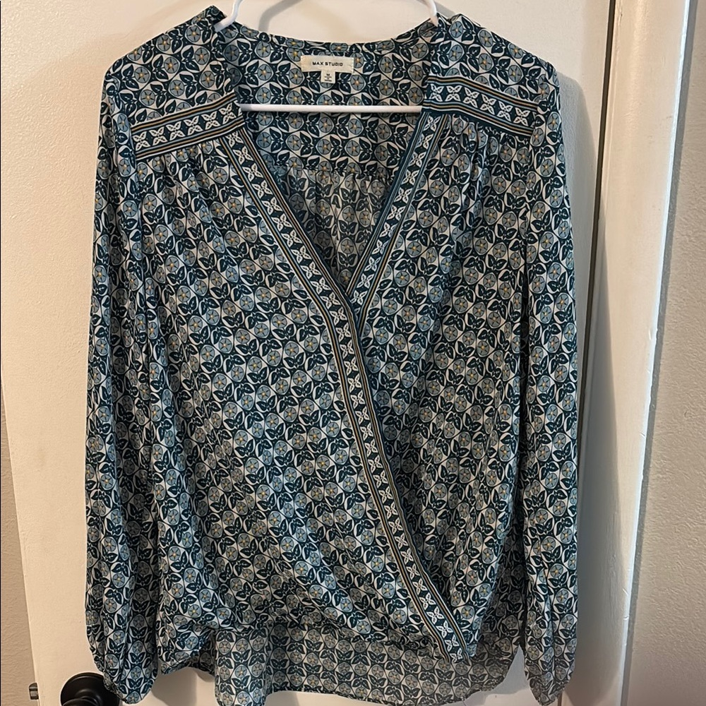 Max Studio Blue Patterned Blouse